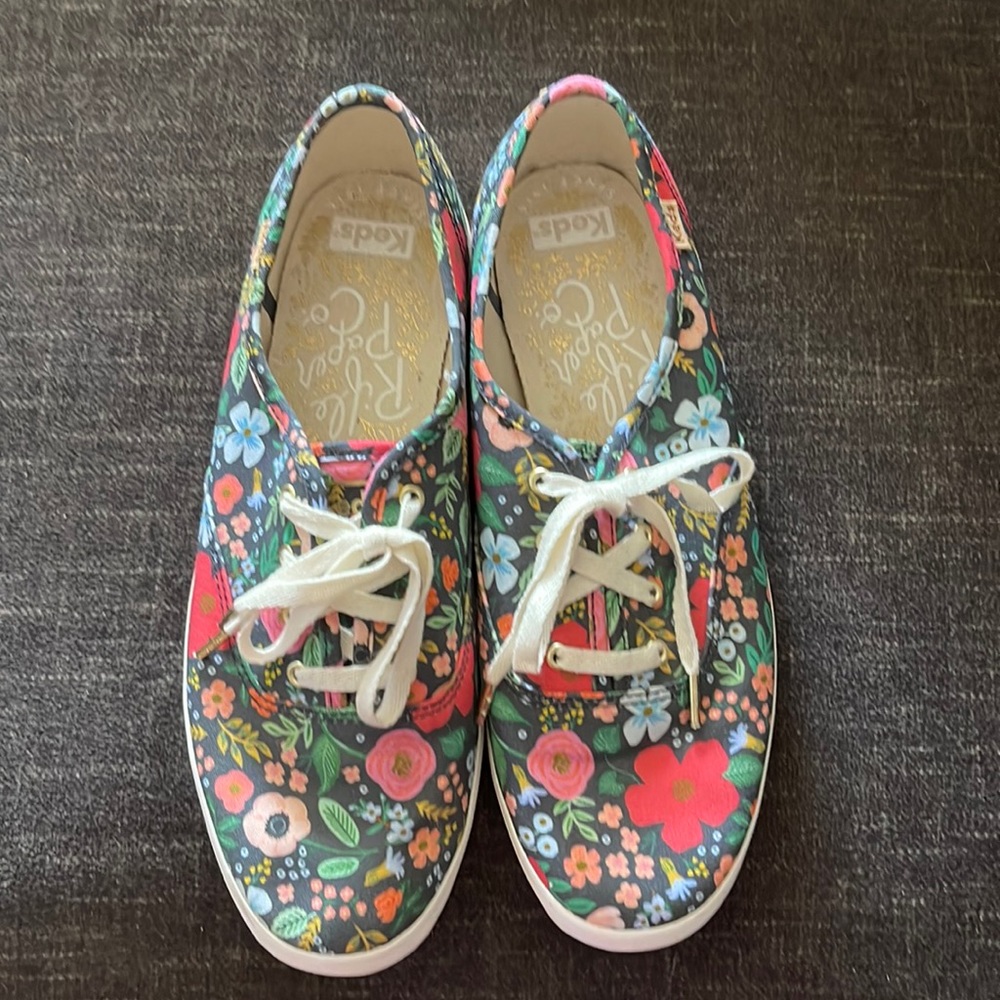 Keds x Rifle Paper Co. Anthropologie Floral Wild Rose Navy Summer Sneakers 9